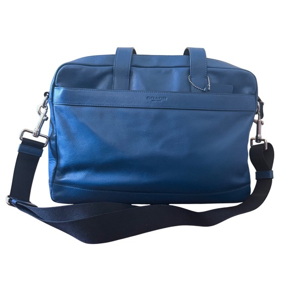 Coach Other - Coach Metropolitan Slim Briefcase Blue Leather Laptop Bag, Tote, Messenger bag
